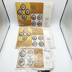 Vintage Creative Circle Embroidery Kit 762 763 764 Pansies Daisies Strawberries